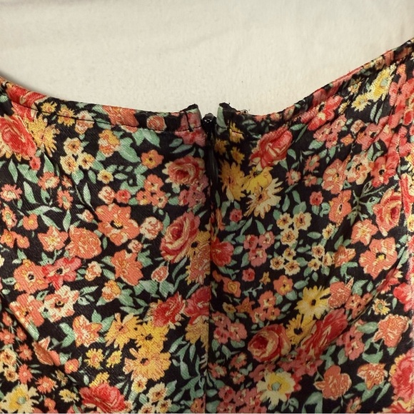 Topshop Satin Floral Sweetheart Midi Dress Black Multi US 10 - Picture 7 of 11